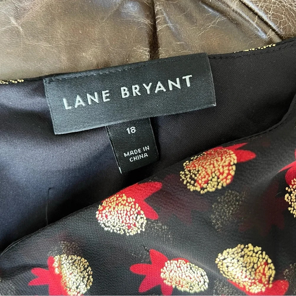 Lane Bryant 18 Surplice Frilly Ruffled Fitted Midi Dress Haley Floral Gold Dot - Picture 13 of 14